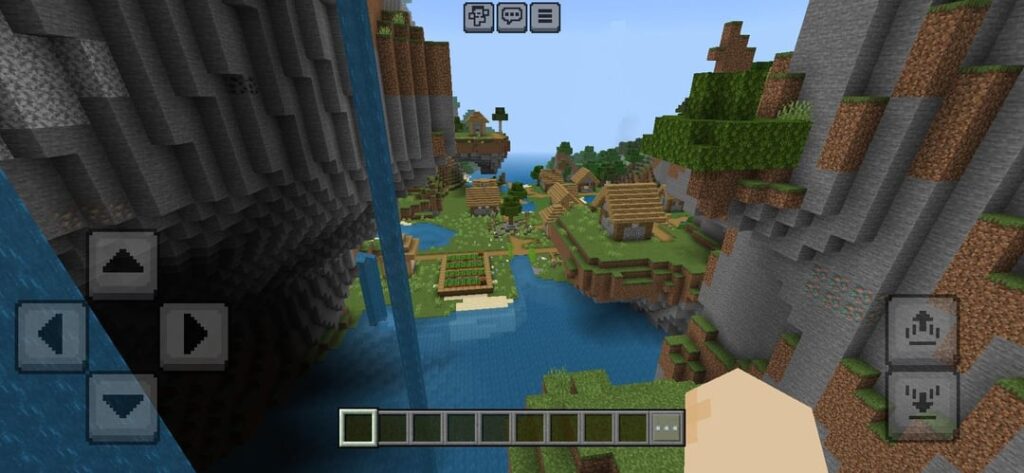 険しい山と海の間にある、崖の上の隠れた（平地）村