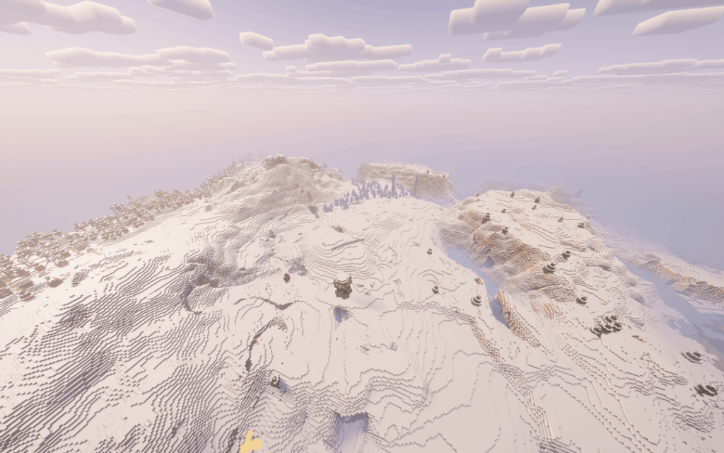スポーン時に巨大な美しい雪の斜面があり、4 つの古代都市が互いに近くにあります (1.21.11)、および 2 つの前哨基地が互いに近くにあります