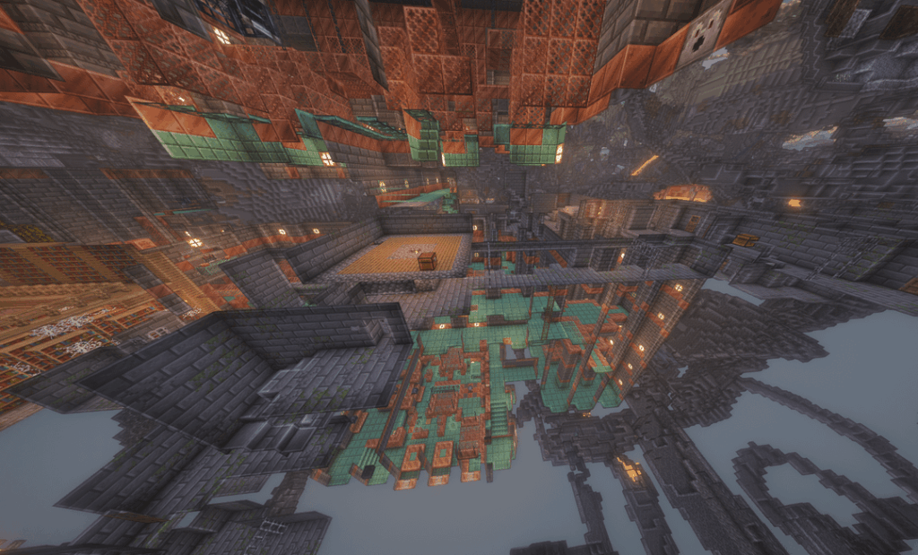 [1.21 Java] 非常識な構造融合: 要塞の図書館と階段が試練の部屋と融合しました!