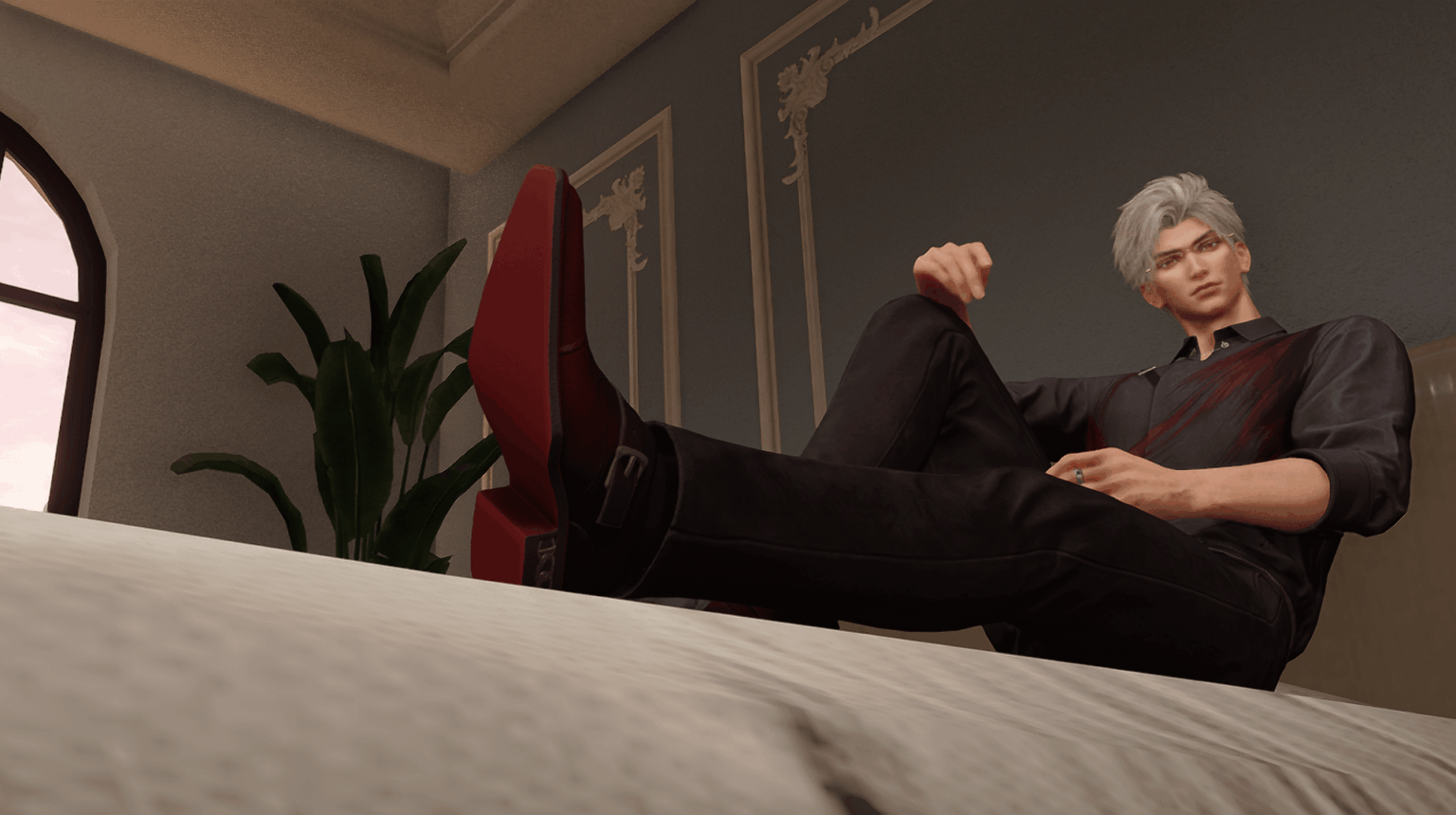 ルブタンと一緒にベッドで