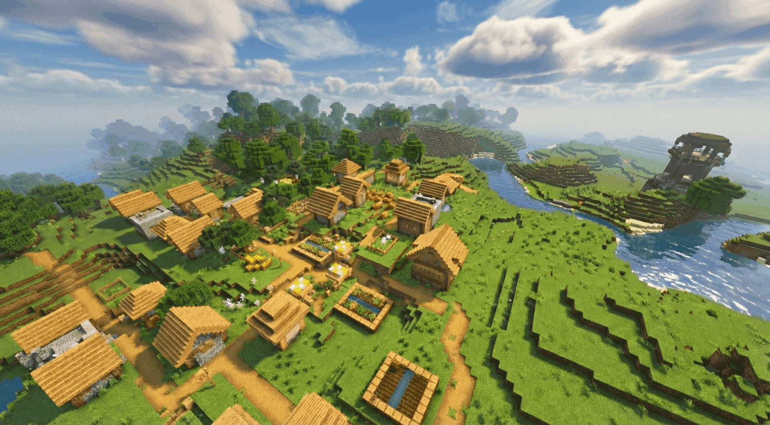 スポーン時に5鍛冶屋村+前哨基地を発見！ (ベッドロック 1.21)