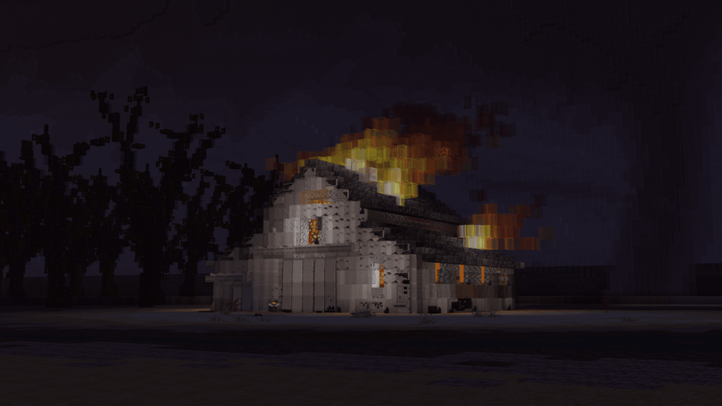 納屋が燃えている。