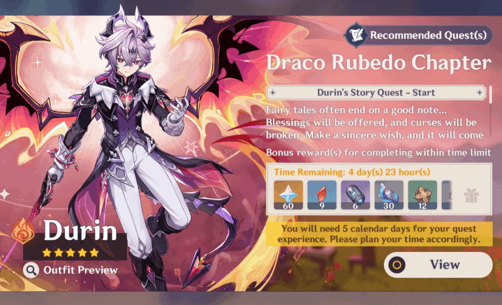 覚えておいてください、これは追加のプリモが 60 個だけです。しかし、あなたがチャンスを逃すとすぐに挫折してしまうタイプなら、今すぐデュリンのストーリークエストを実行するか、永遠に平和を保ってください。