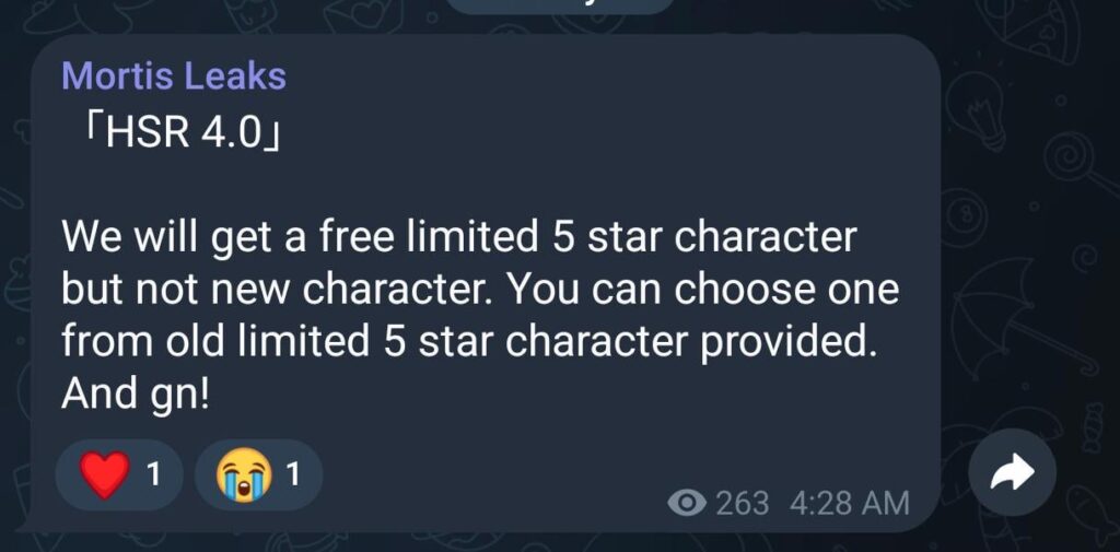 HSR 4.0、Mortis Leaks経由で無料の限定5つ星キャラクターを入手します