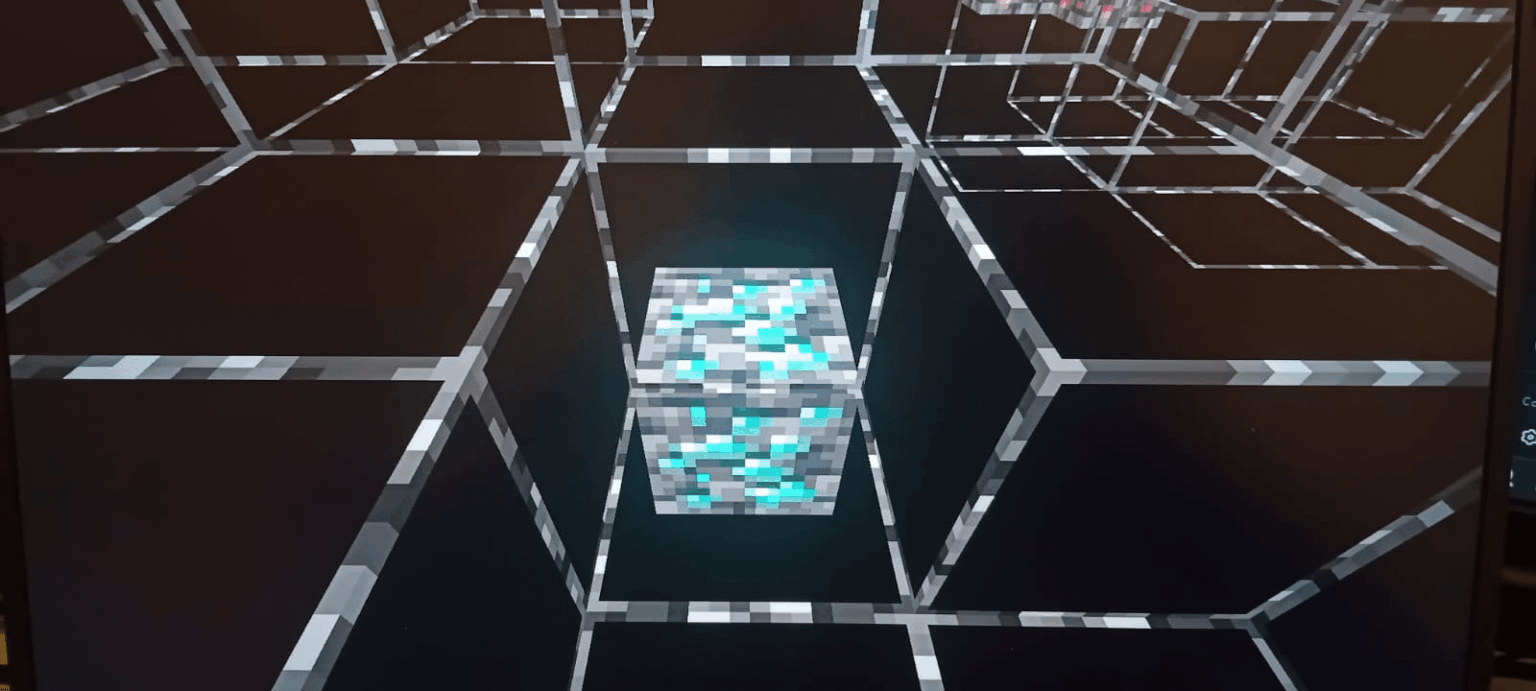 岩盤に完全に覆われたダイヤモンド鉱石を発見