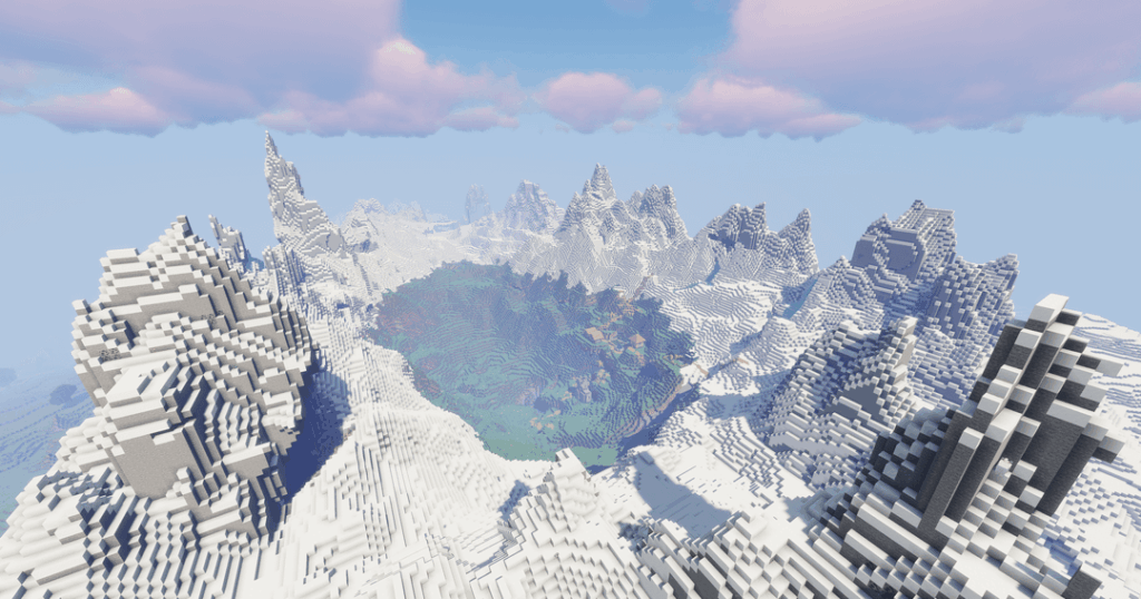 二つの大きな環状草原、一つはその真下に要塞（内部の村＋古代都市）