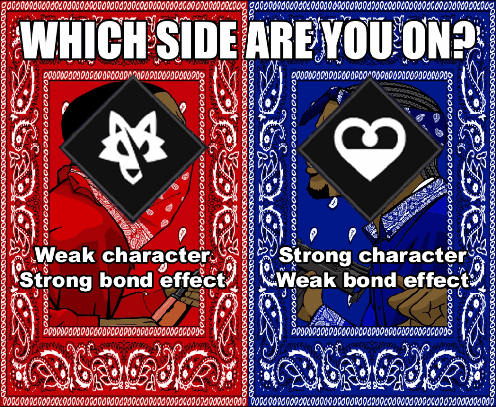 どちらが好きですか?絆効果に頼るか、性格に頼るか。