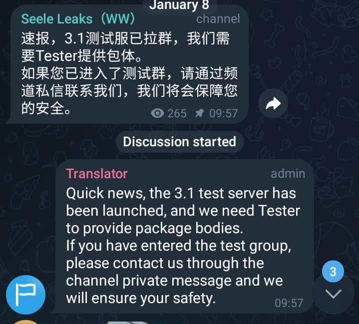3.1| Seele 経由の 3.1 テスト サーバーについて