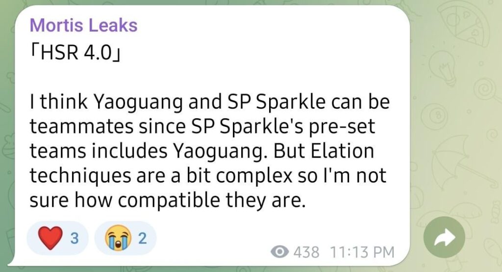4.0 Yao Guang と Sparkle SP の可能な相乗効果 (Mortis Leaks 経由)