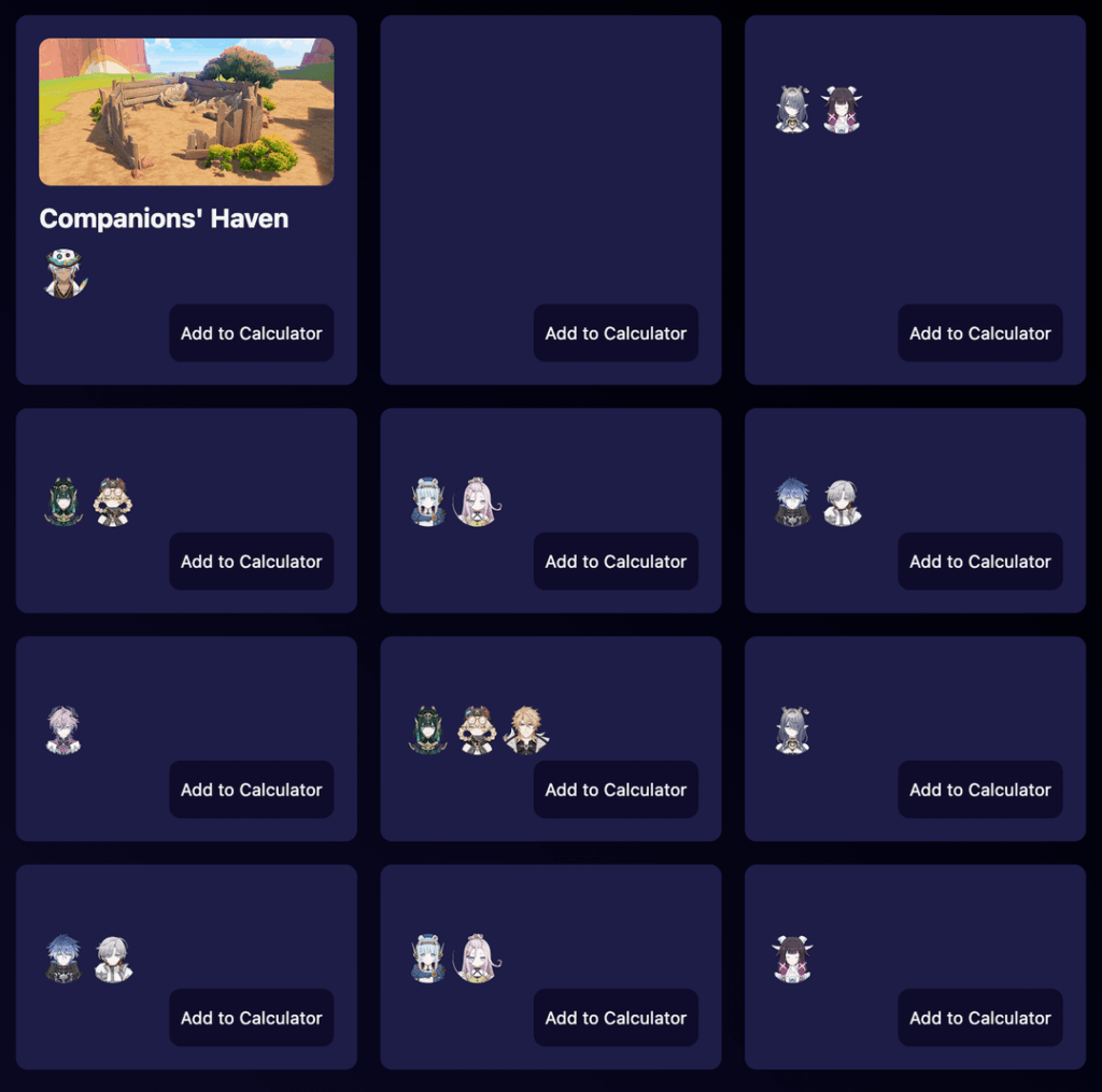 ギフト家具セットのキャラクター割り当て