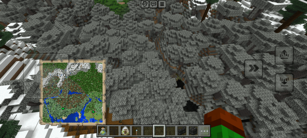 巨大な緑豊かな洞窟とたくさんの高い山があるクールなシード 巨大な緑豊かな洞窟とたくさんの高い山があるクールなシード