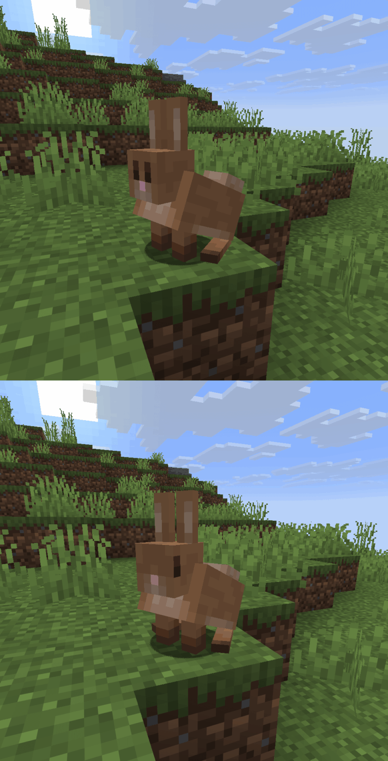 新しいウサギのモデルは、目が横に向いているので、より良く見えると思います。考えは？