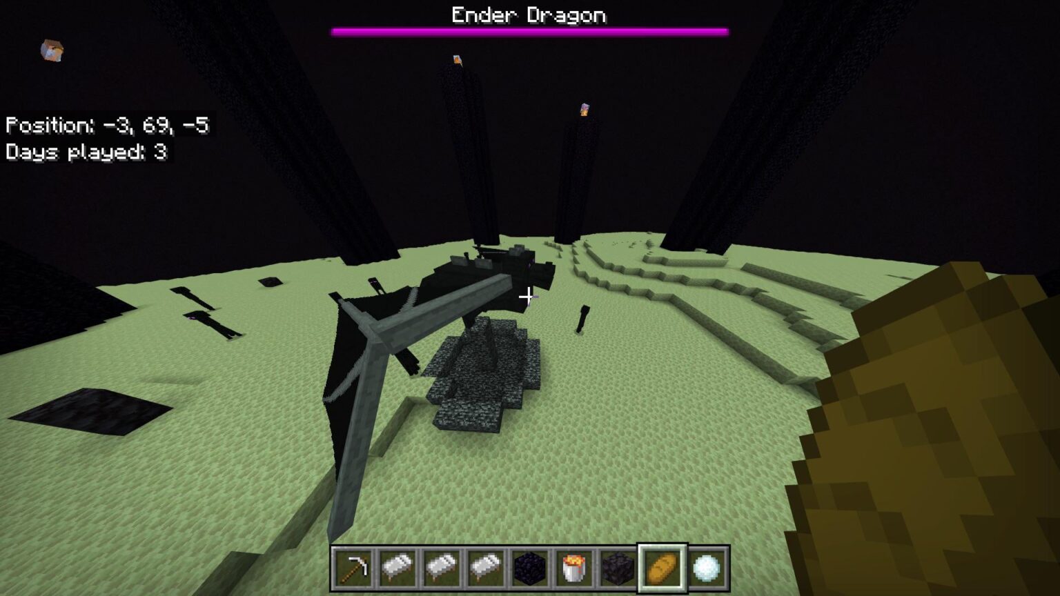 エンダードラゴンは首がない状態でスポーンし続ける