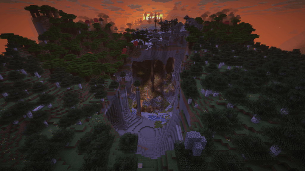 近くにバイオームがたくさんあるクールな洞窟