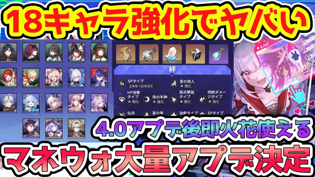 【崩壊スターレイル】4.0マネーウォーズ大量キャラ&絆強化!変更点や新要素を確認!爻光や火花やダリアが追加に星玉報酬も500追加!【崩スタ/スタレ】※リークなし 【崩壊スターレイル】4.0マネーウォーズ大量キャラ&絆強化!変更点や新要素を確認!爻光や火花やダリアが追加に星玉報酬も500追加!【崩スタ/スタレ】※リークなし