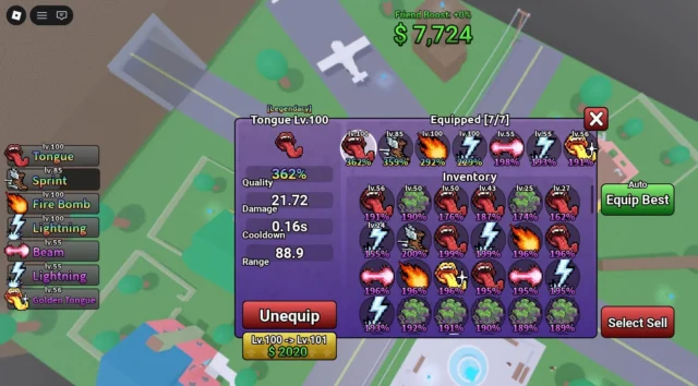 インベントリ画面とスキル装備UI