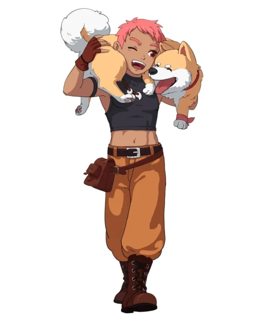 自称ハンター『カイ』と親友の柴犬『まめ太郎』のイラスト