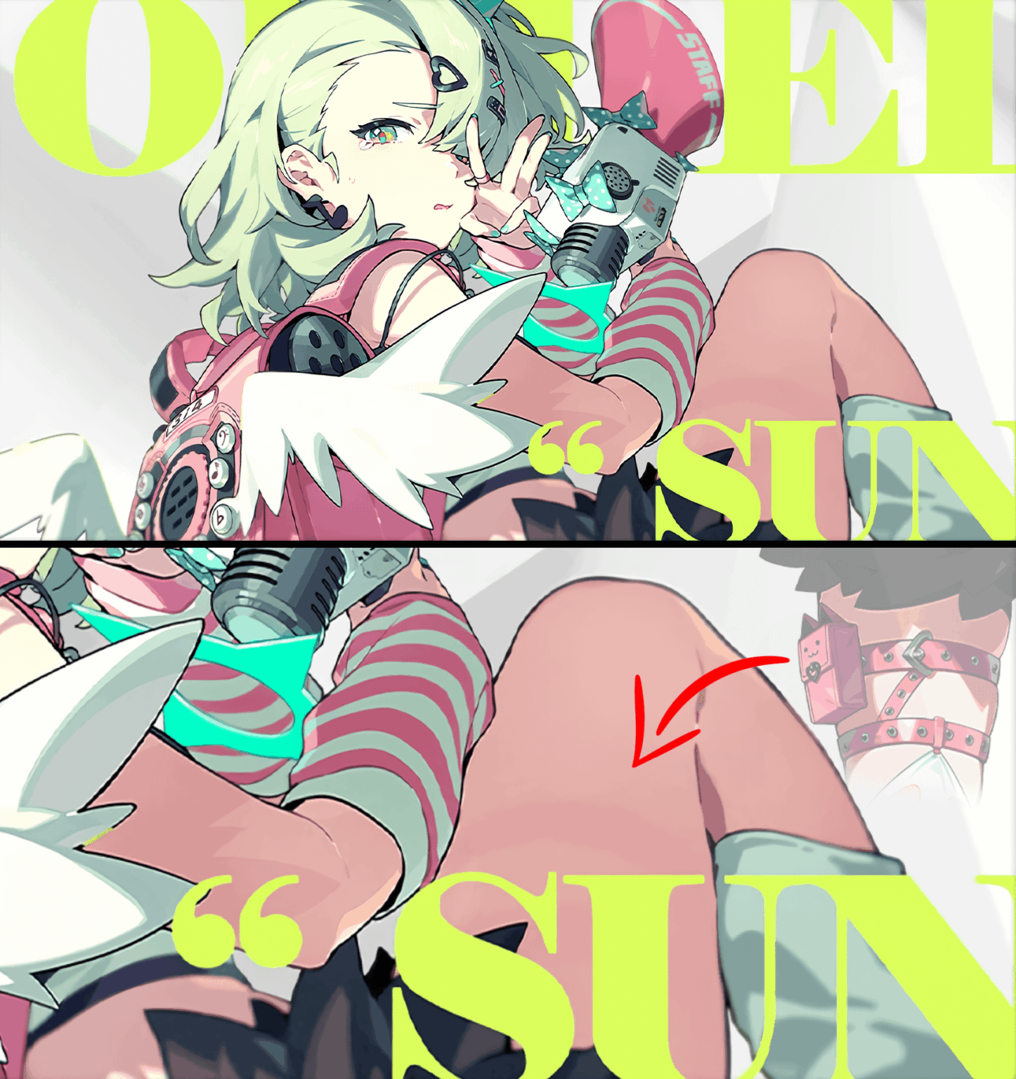 スンナの太もものストラップは、マインドスケープ アートで彼女の脚に目に見える跡を残します