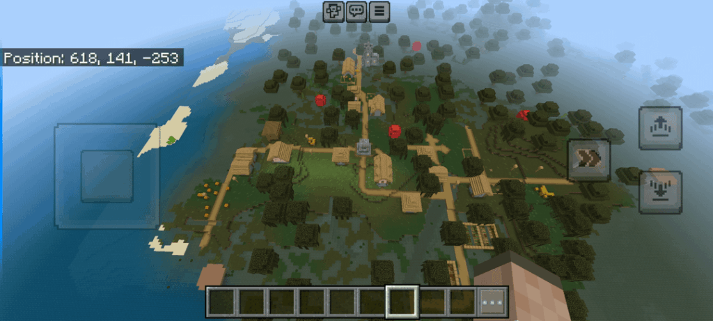 スポーンの近くに奇妙なもの。キノコや沼の家を建てるのに最適です。 [Seed: 126984474030791838]