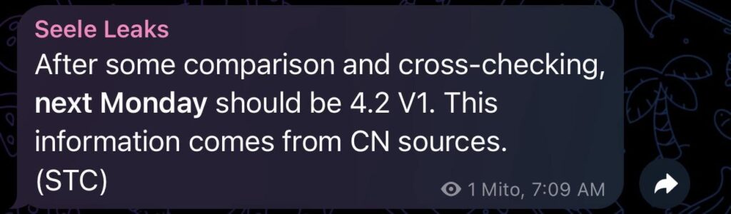 4.2 V1 ベータ版の日付（Seele リーク経由）