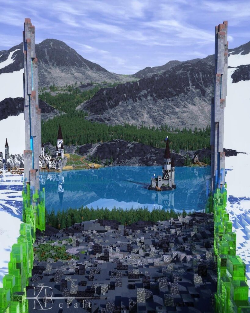 私が構築した幻想的な山の風景。