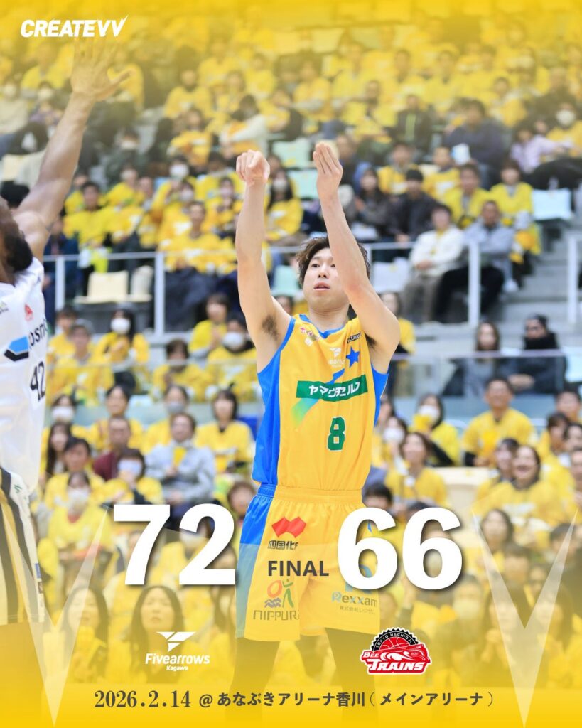 【ゲームレポート】2/14(土) vs東京八王子ビートレインズ GAME1 | 香川ファイブアローズ