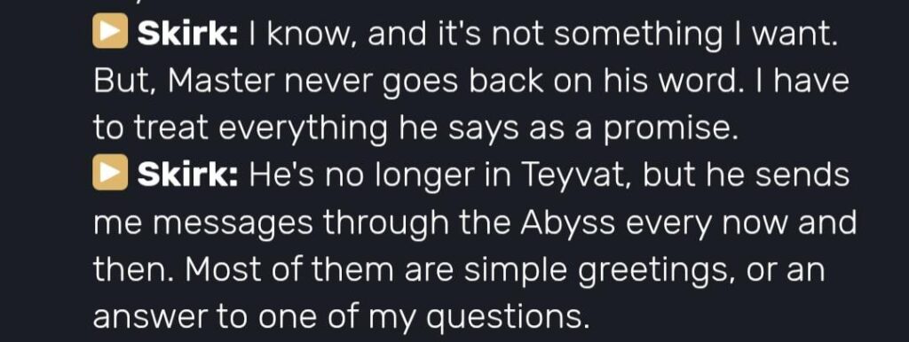 少なくともスルタロージは、スカークにメッセージを送ることを決して忘れなかった。