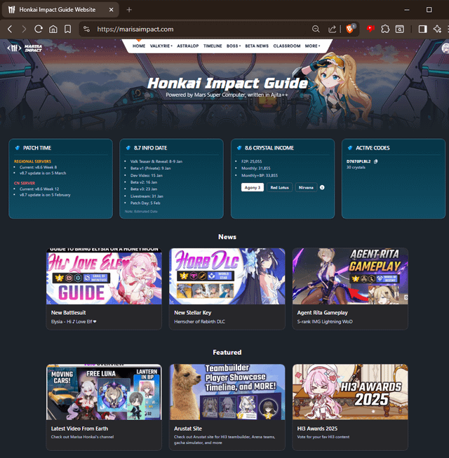 HI3 が持つこの唯一有益なガイド サイトを誰かが引き継いでくれませんか?