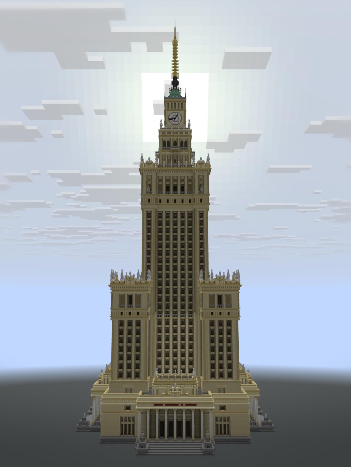 マインクラフトでワルシャワに文化科学宮殿を建ててみました！どう思いますか？
