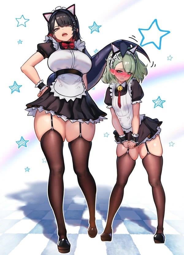 制服を着たエレンとスナ(ニッチ)