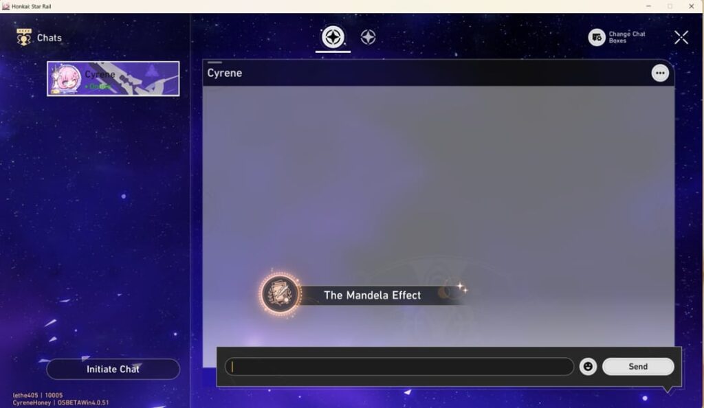 Cyrene リークによる HSR 4.0.51 の新しいチャット背景