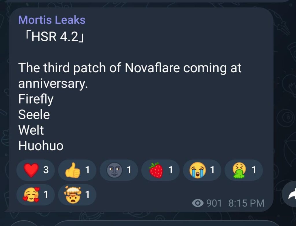 HSR 4.2 novaflare の 3 番目のパッチが Mortis Leaks 経由で 1 周年記念に登場