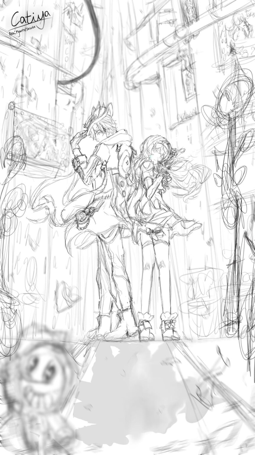 私の夢の風景イラストのスケッチと最終回 (スワイプ!) 🌆✍️