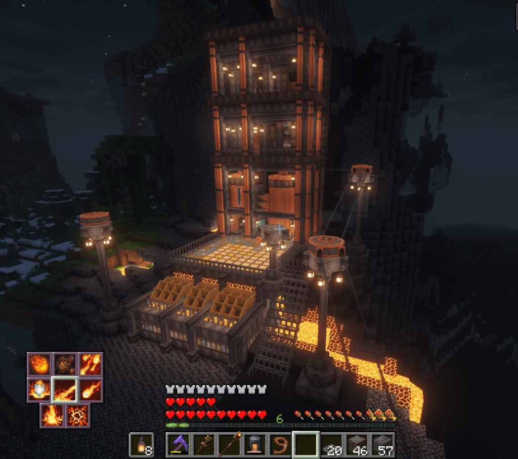 火山基地の作業場と発電所