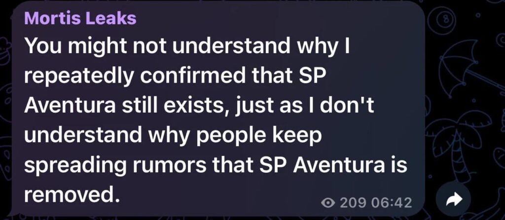 アベンチュリン SP はまだ存在します - Mortis Leaks