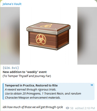 [6.5] To Temper Thyself と Journey Far via Jelena に新たに追加