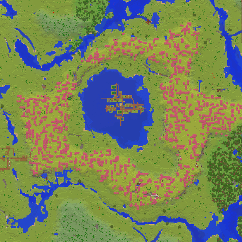 桜の山輪に浮かぶ美しい村の島