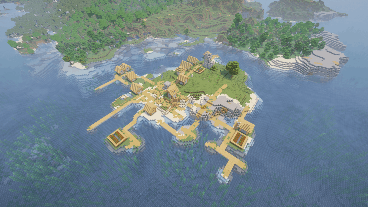 スポーン時の孤立した村の島