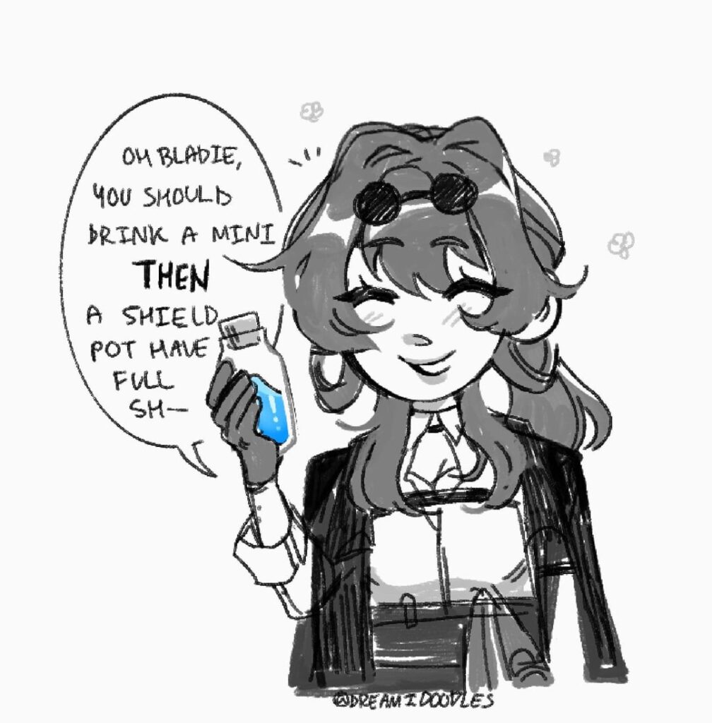 ポーションを正しくシールドする方法、カフカとブレイド [@dreamidoodles]