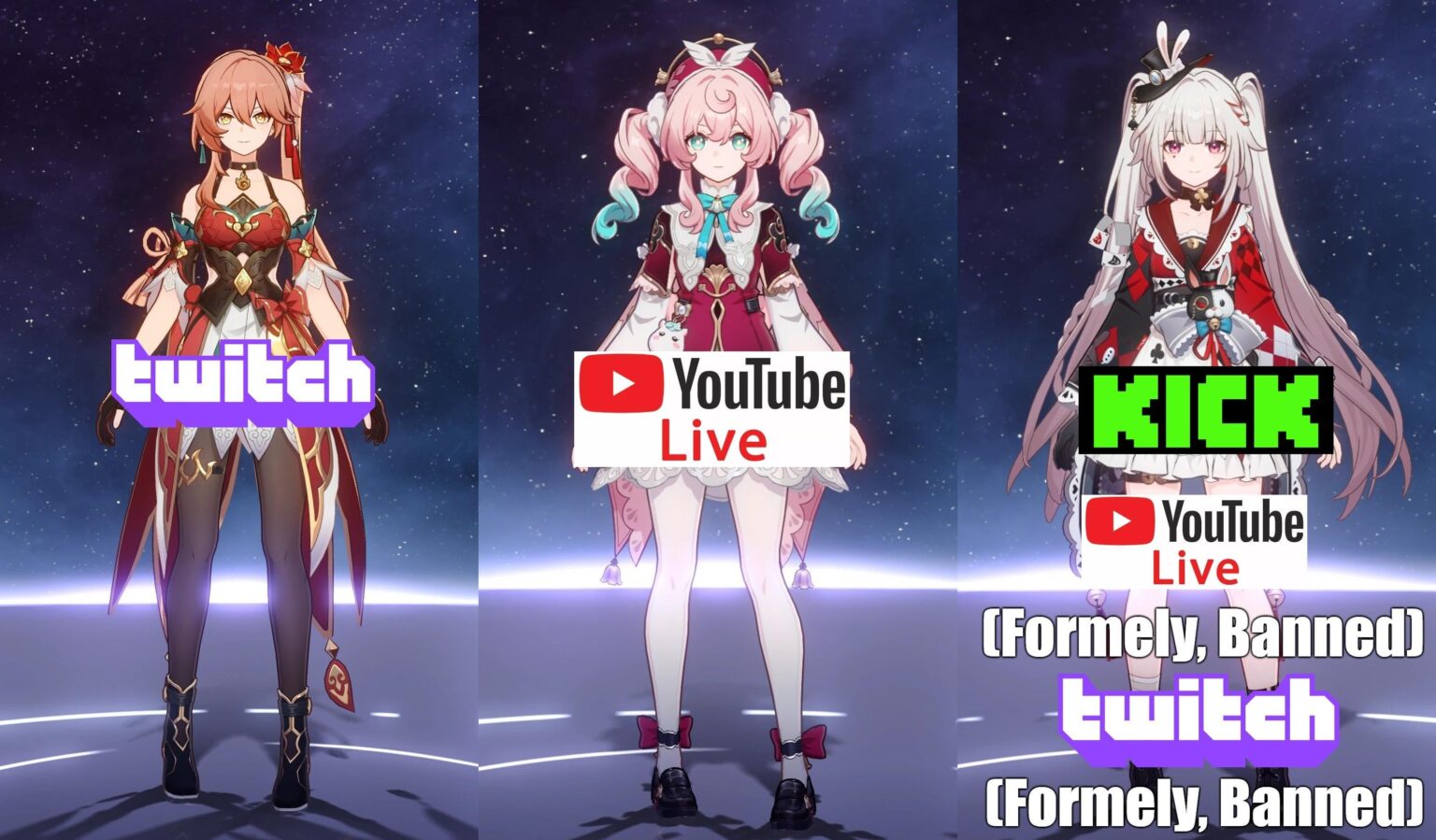 HSR ユニバースのトップストリーマーとそれぞれのプラットフォーム