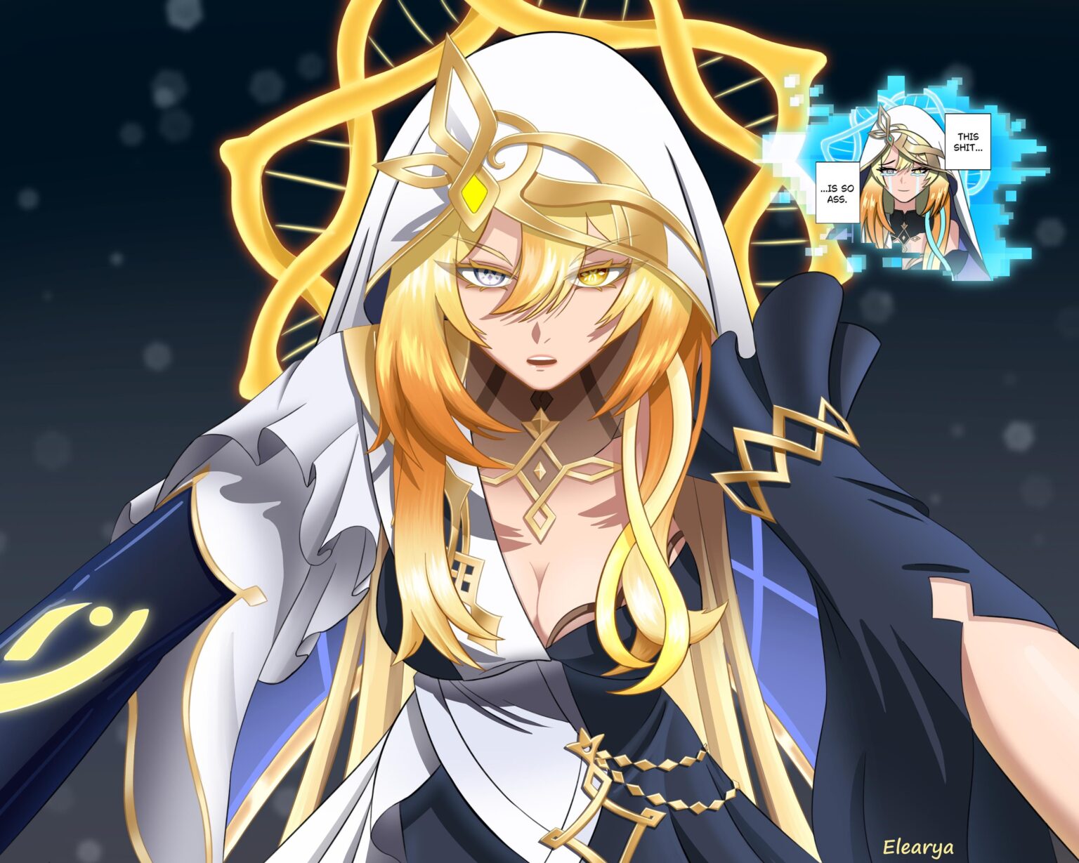 ナベリウスのライブリアクションでジャンポーズをしているラインドッティルを描きました