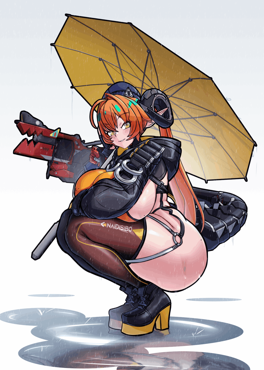 雨の中のオルフィーとメイガス (By 模_人mold comopn from Pixiv)