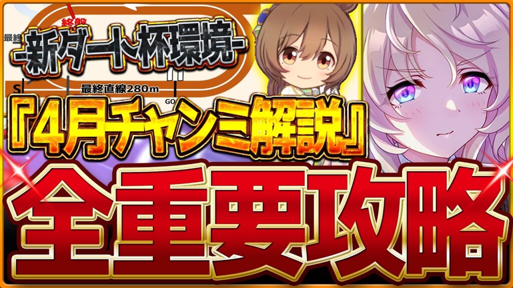 【ウマ娘】"4月BCダート杯チャンミ"全重要攻略まとめ‼新環境で重要な知識 有効加速 レース環境 育成ステータス 継承固有 因子厳選 強いウマ娘について！デルマー2000ｍ/BCクラシック【攻略動画】