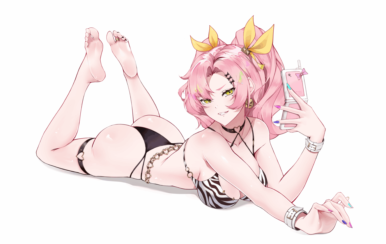 ゼブラ柄のビキニを試着するニコール（PixivのTHAIGER作）