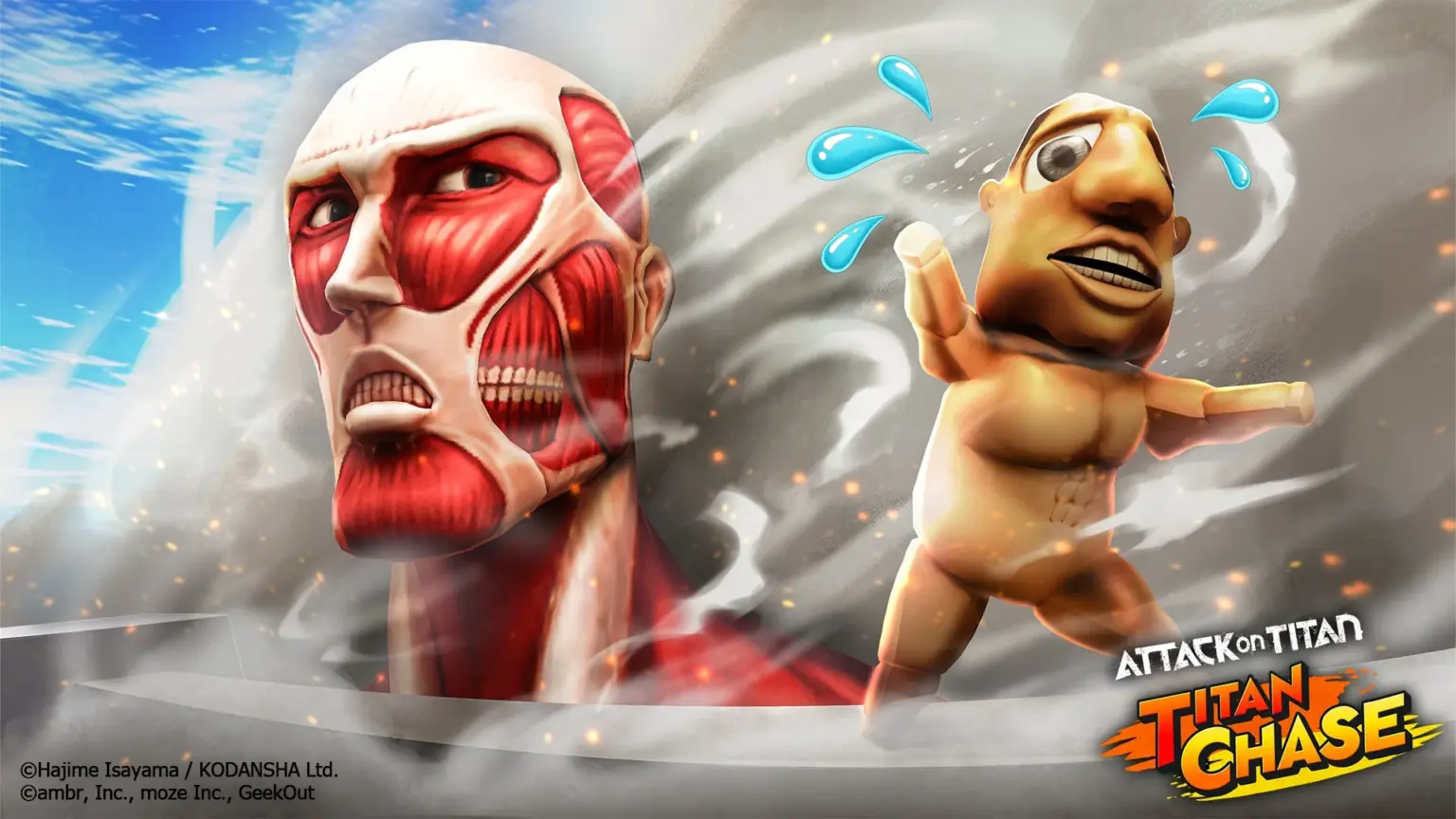 『進撃の巨人』のRobloxゲーム「進撃の巨人 Titan Chase」が世界同時リリース! 巨人視点のサバイバルバトルが楽しめる | AppBank 「進撃の巨人 Titan Chase」のキービジュアル。超大型巨人と無垢の巨人が登場。