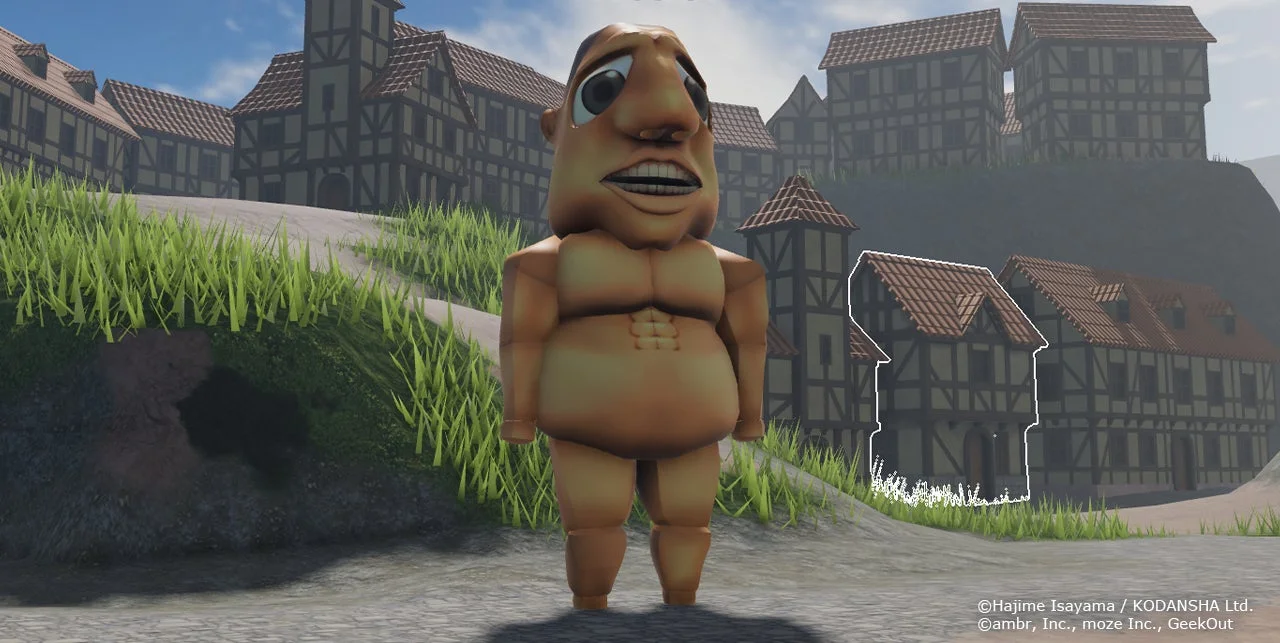 Robloxゲーム「進撃の巨人 Titan Chase」の無垢の巨人のゲーム画面。