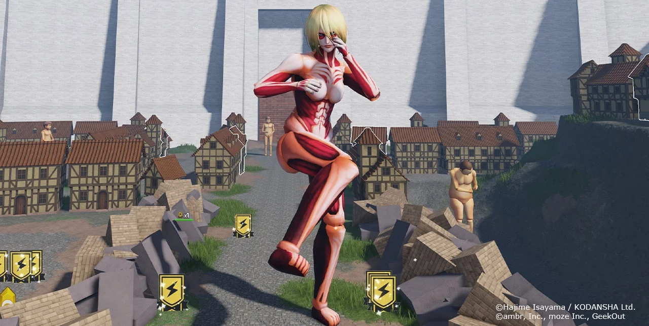 「進撃の巨人 Titan Chase」で変身できる女型の巨人のゲーム画面。