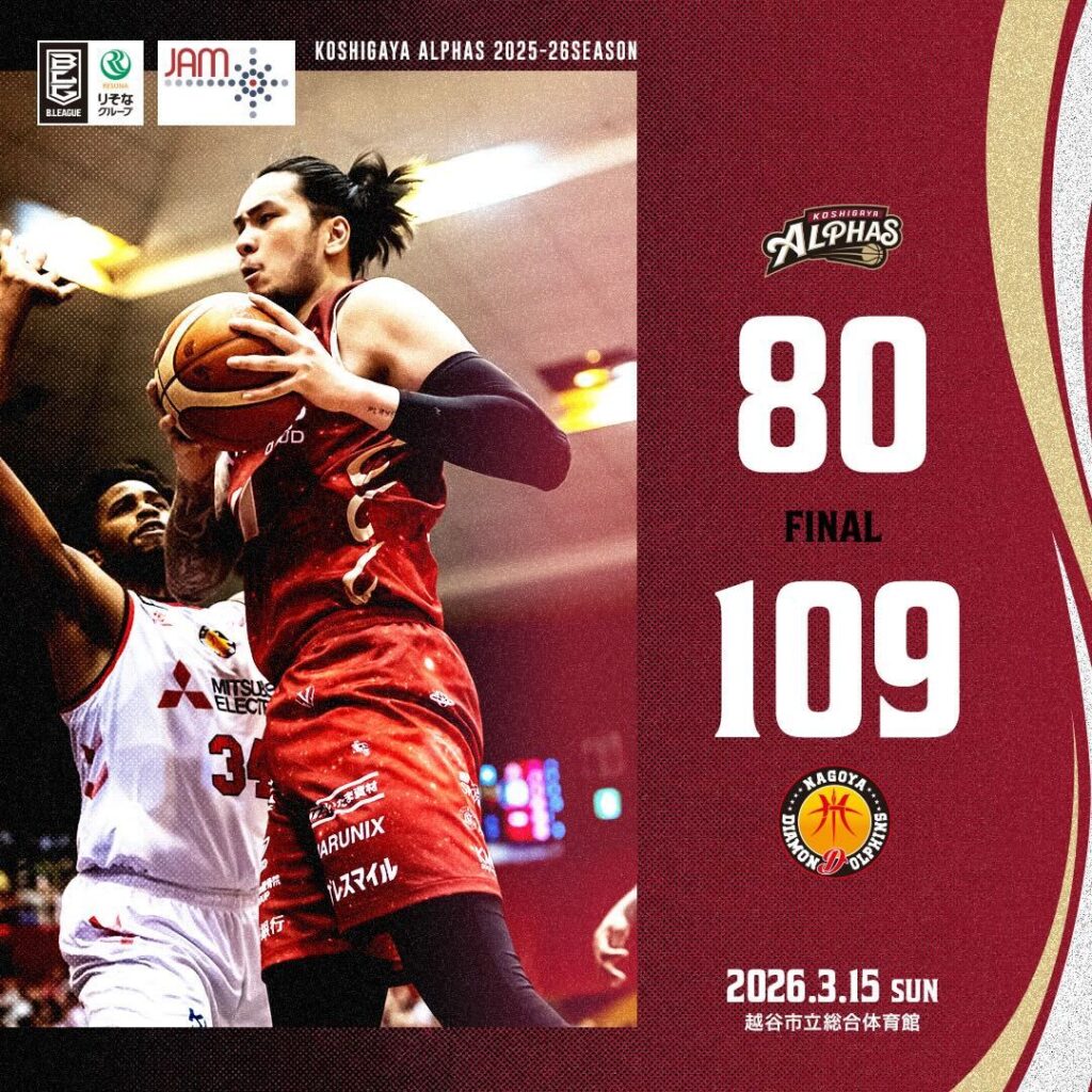 【試合レポート】りそなグループ B.LEAGUE 2025-26 SEASON 第26節 GAME2 2026年3月15日(日) vs.名古屋ダイヤモンドドルフィンズ〔HOME GAME〕 【試合レポート】りそなグループ B.LEAGUE 2025-26 SEASON 第26節 GAME2 2026年3月15日(日) vs.名古屋ダイヤモンドドルフィンズ〔HOME GAME〕