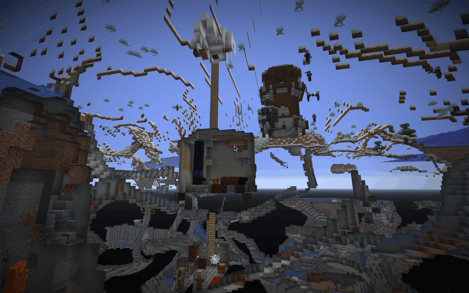 イグルーの地下室と廃墟のポータルをスポーン近くに組み合わせた前哨基地