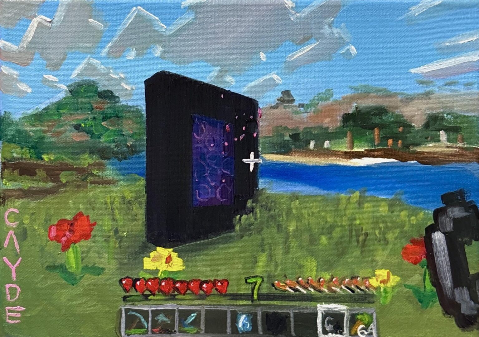 ネザーポータルの油絵を描きました